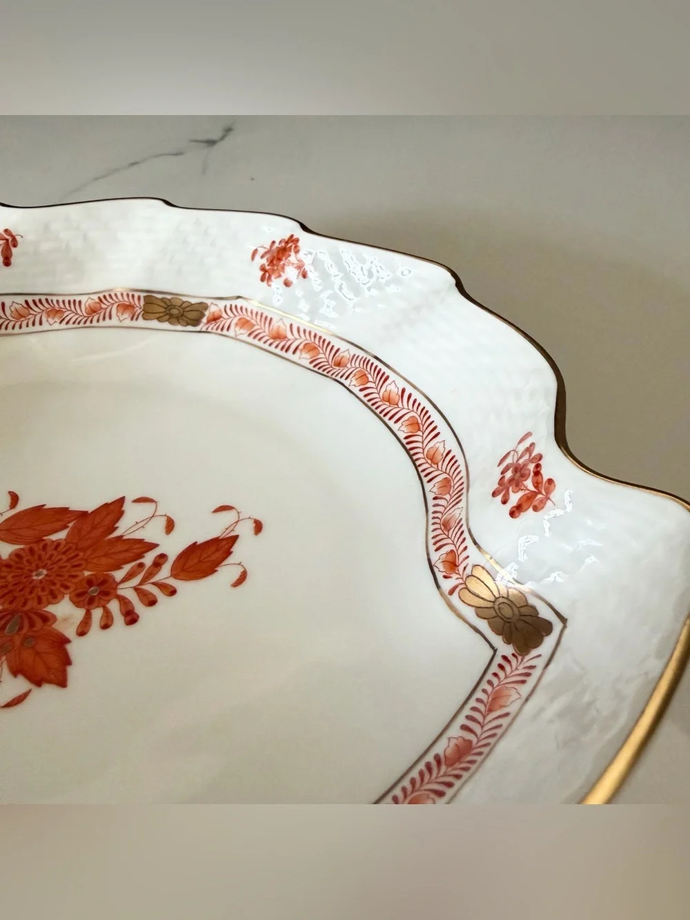 Chinese Bouquet Rust Leaf Serving Dish by Herend
